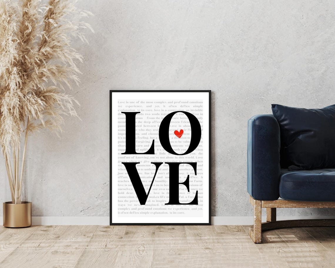 Love Black Bold Serif Lettering Heart O Minimalist Quote Poster - Image 3