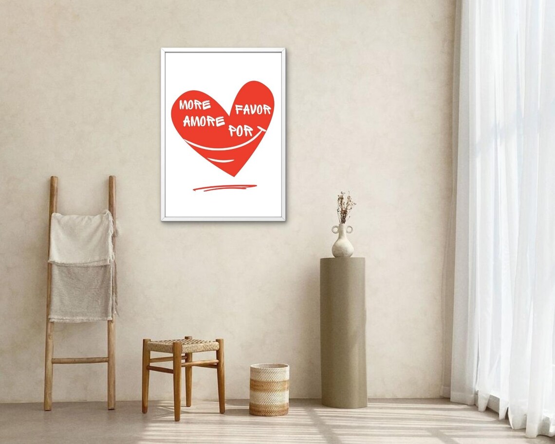 More Amore Por Favor Red Heart Italian Love Sweet Romantic Poster - Image 2