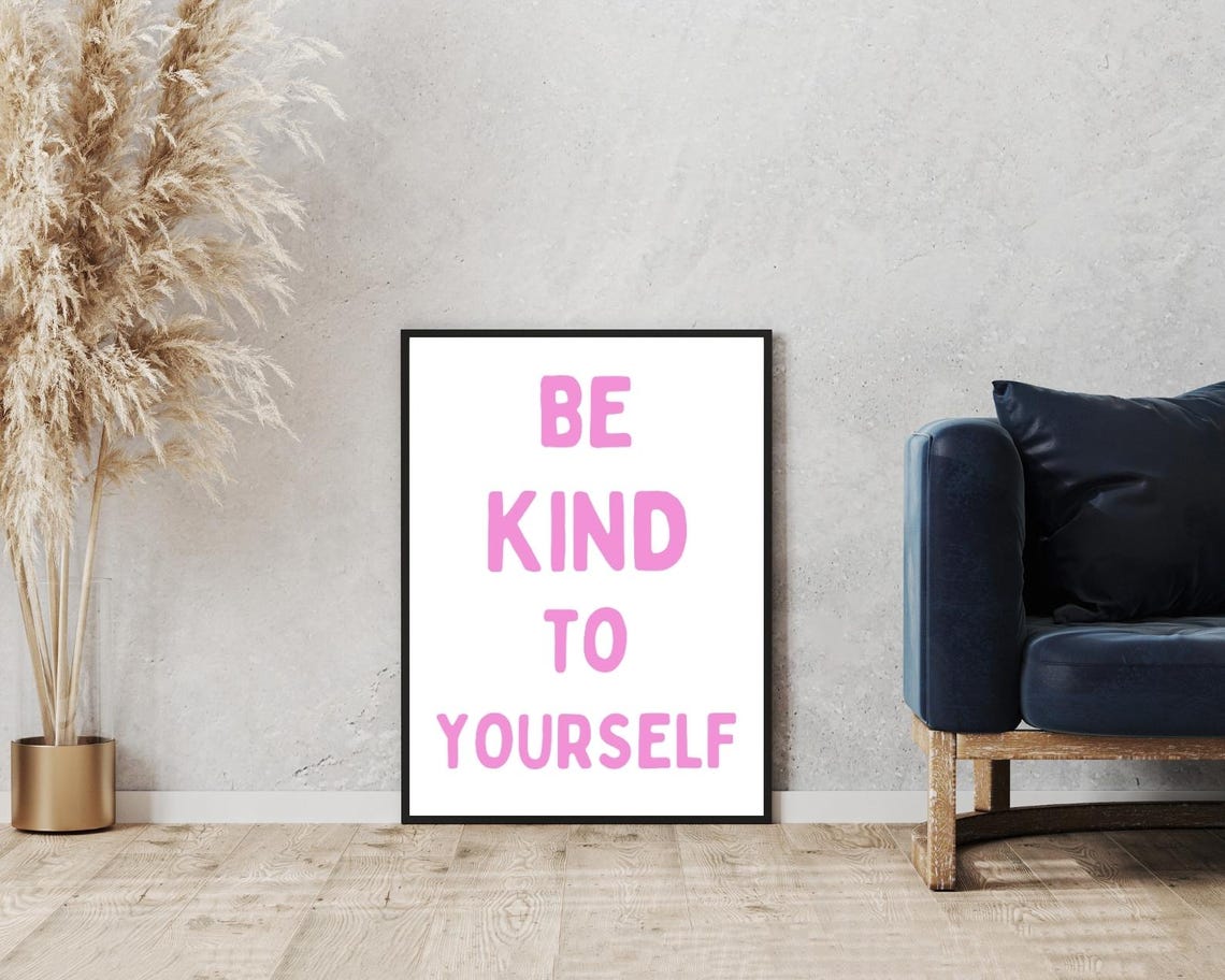Be Kind To Yourself Pink Retro Typography Self Care Quote Poster - Image 5