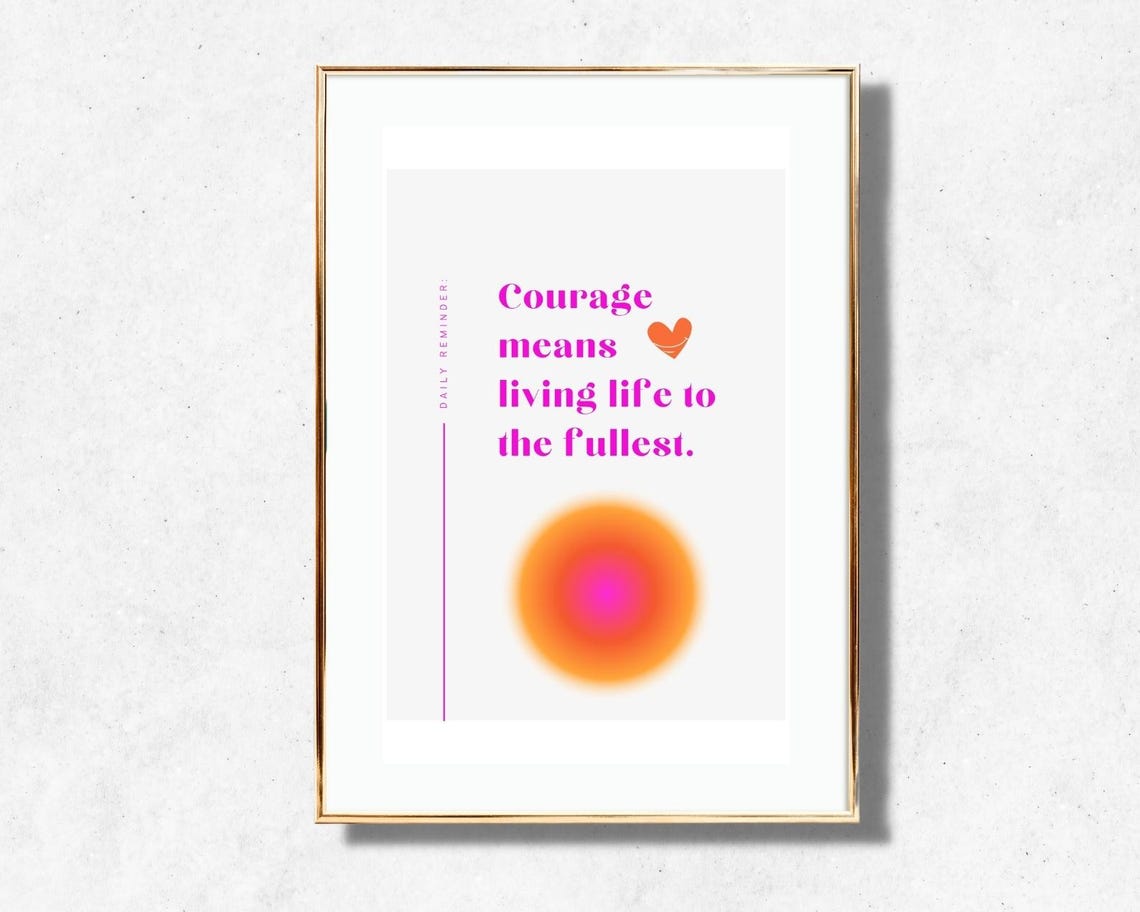 Courage Means Living Life To The Fullest Daily Reminder Poster - Image 2