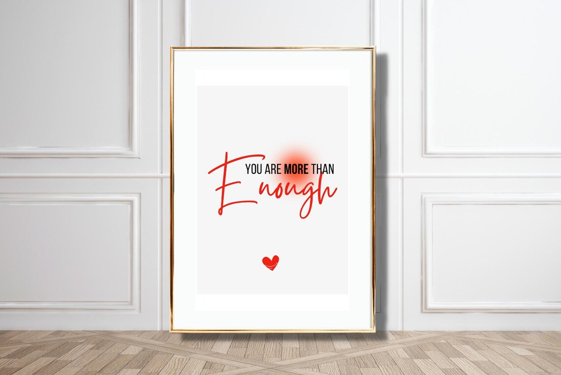 You Are More Than Enough Red Script Daily Affirmation Typography Poster