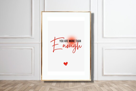You Are More Than Enough Red Script Daily Affirmation Typography Poster