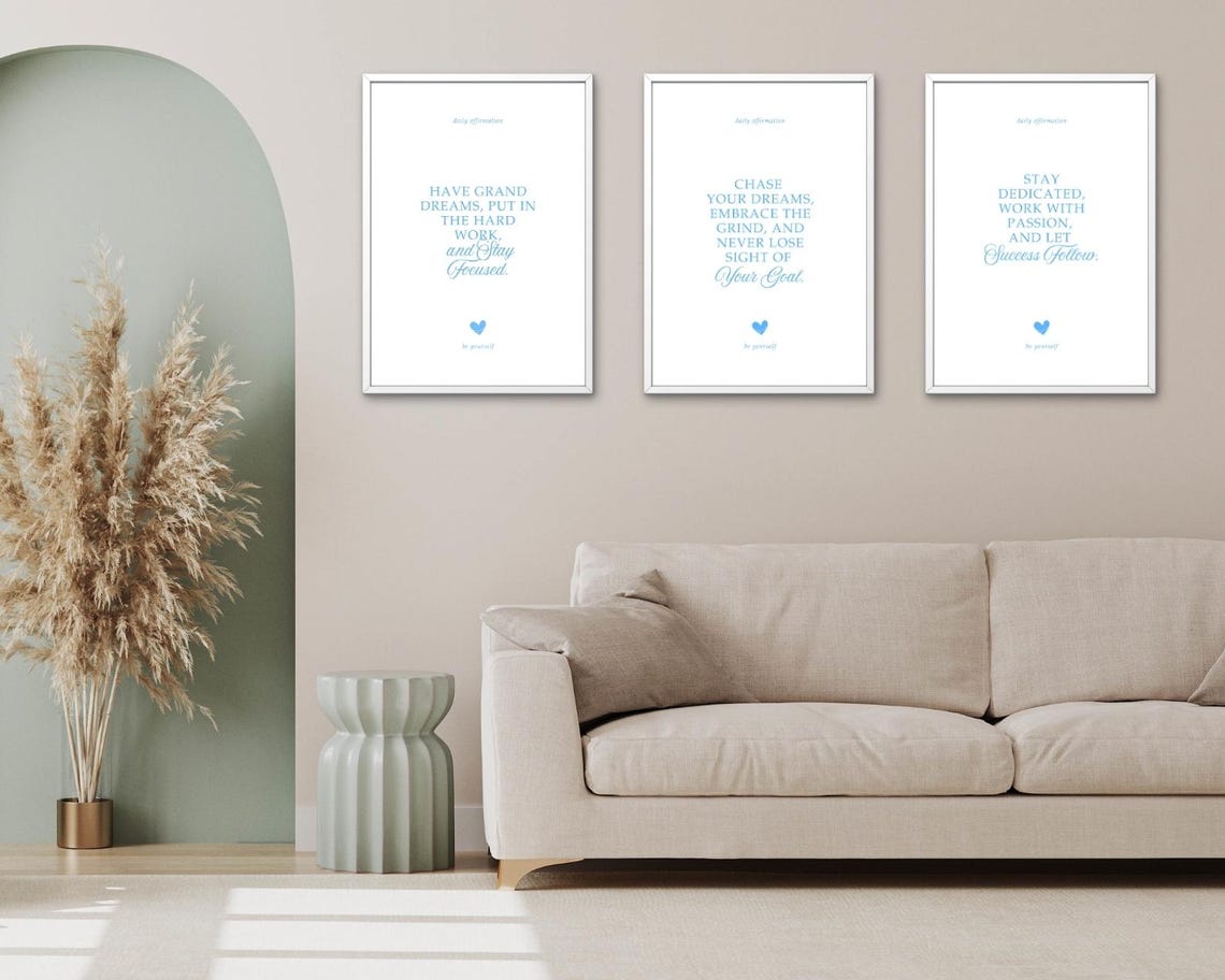 Chase Your Dreams Embrace The Grind Daily Affirmation Blue Poster - Image 3