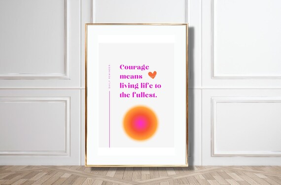 Motivational Quote Poster Positive Typography Wall Art Modern Minimalist Design For Home Office Courage Art