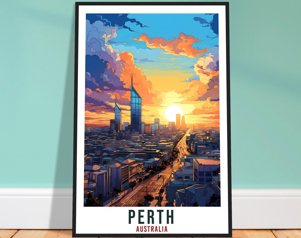 Perth Australia Travel Poster, Home Decor Art Print