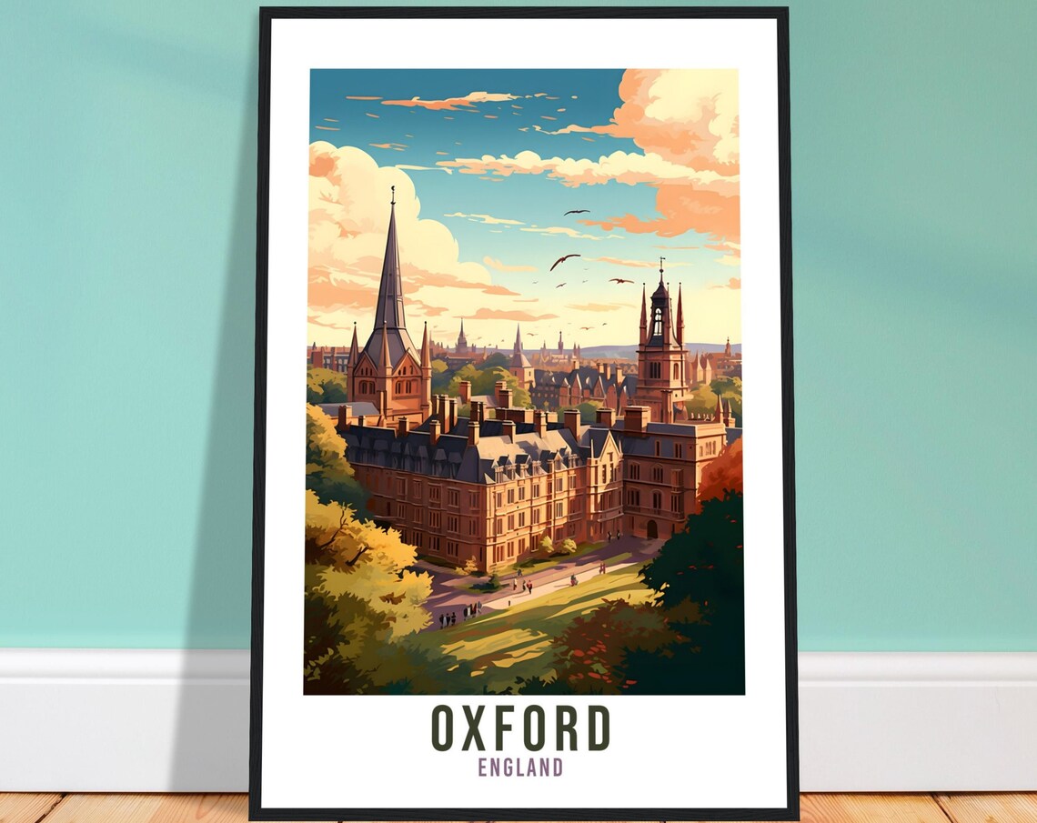 Oxford Travel Poster, Oxfordshire England Wall Art