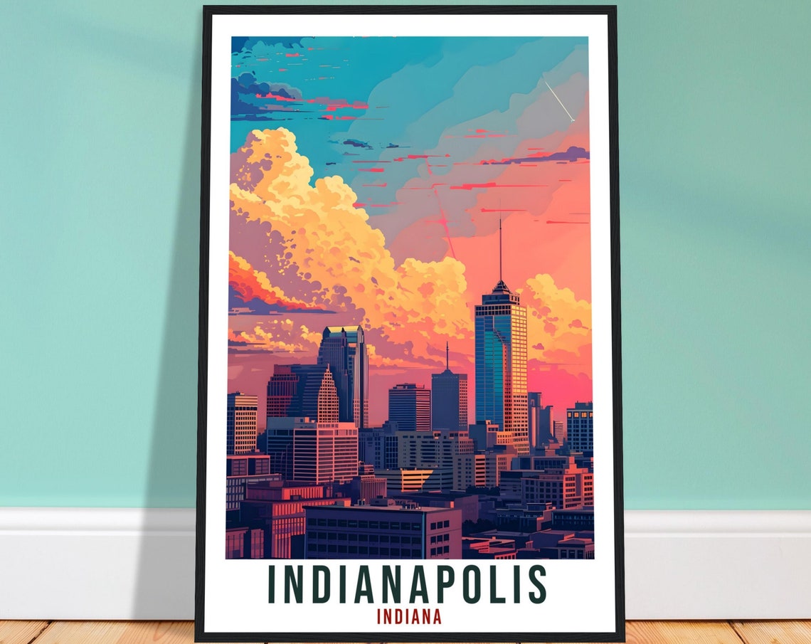 Indianapolis Travel Print Indiana Home Decoration Usa City Wall Art Gift Wall Hanging Art Lover Indiana Artwork Indianapolis Travel Poster