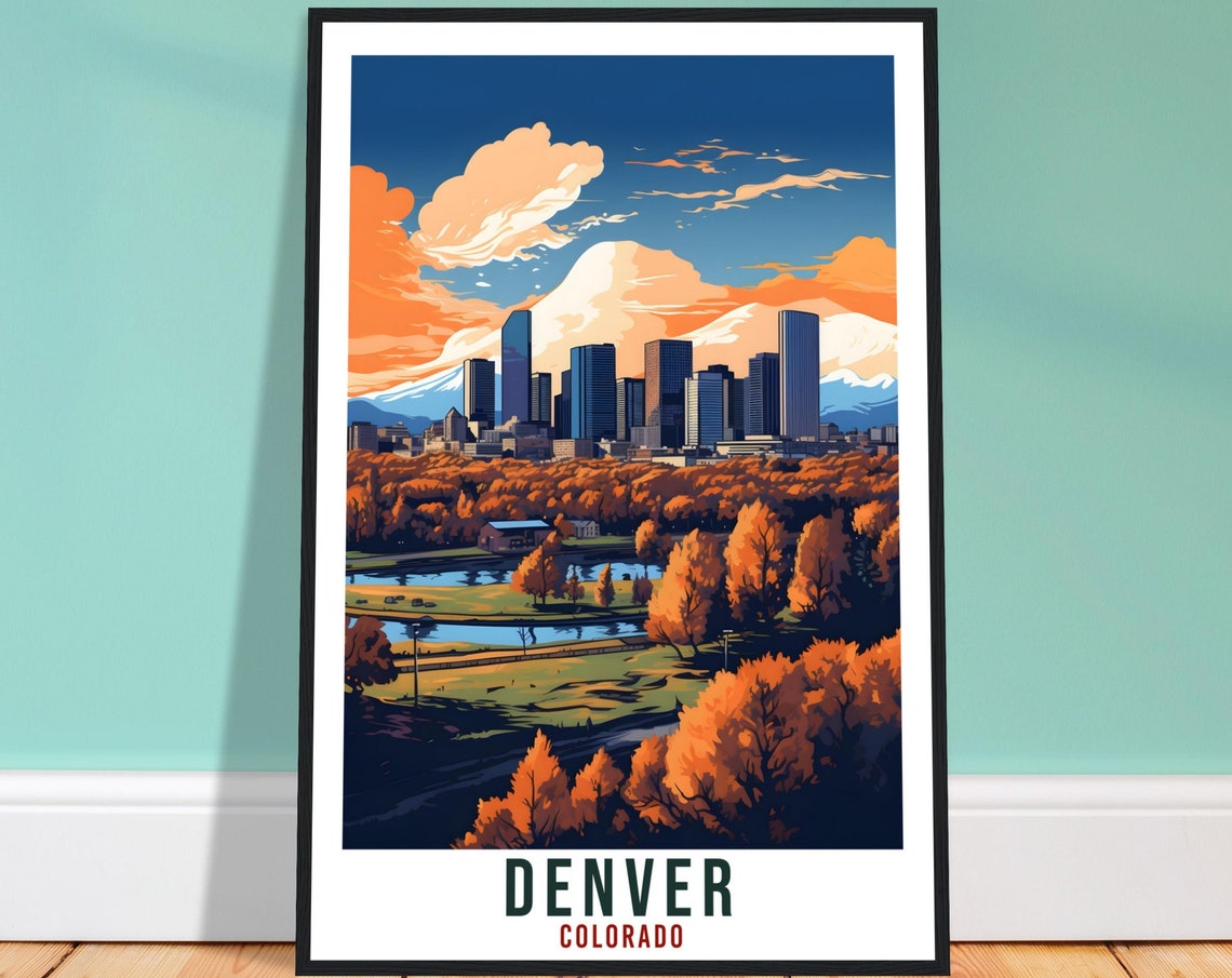 Denver Travel Print Colorado Home Decoration Usa City Wall Art Gift Wall Hanging Art Lover Colorado Artwork Denver Travel Poster Home Office