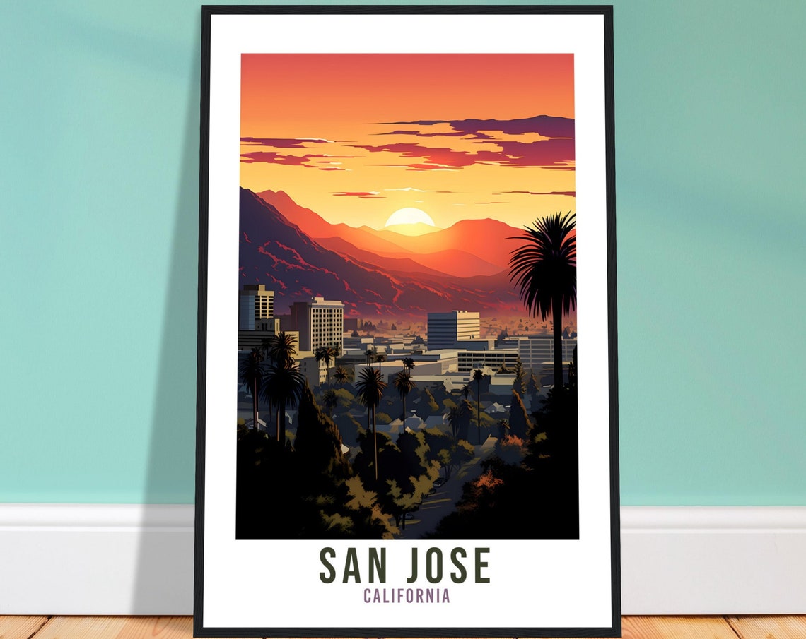 San Jose Travel Print San Jose California Wall Art San Jose Travel Poster Home Decor San Jose Art Lovers California Gift San Jose Travel Art