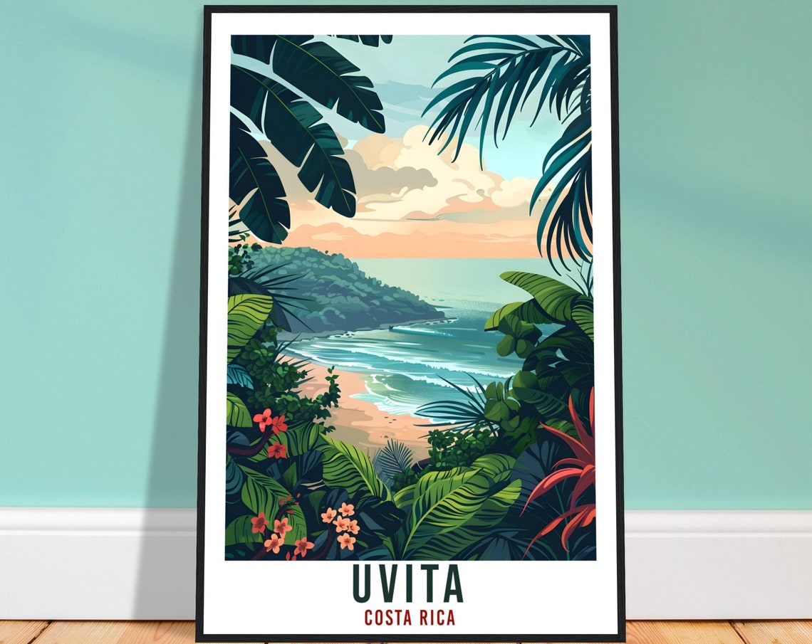 Uvita Costa Rica Travel Print Wall Art Wall Hanging Home Dcor Uvita Wall Art Gift Landmark Artwork Travel Art Costa Rica City Travel Poster