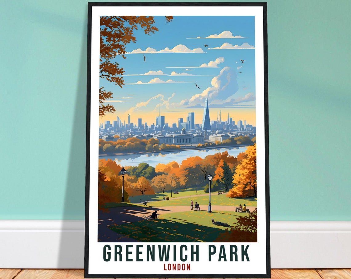 Greenwich Park London Travel Print English Wall Art Wall Hanging Travel Art Gift Greenwich Travel Poster London City Artwork Art Lover Gift