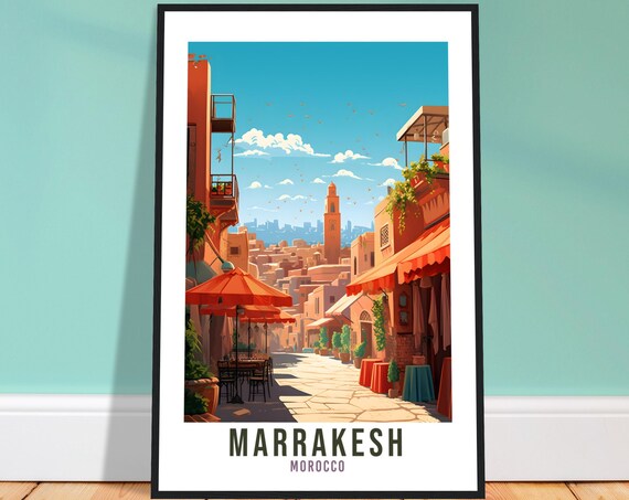 Marrakesh Travel Print Morocco Home Decor Marrakesh Wall Hanging Marrakesh Artwork Gift Marrakesh Travel Poster Moroccan Artwork African Art