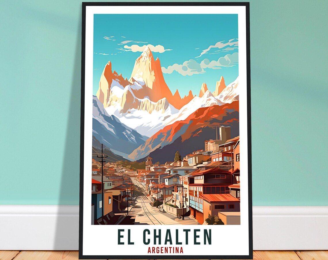 El Chalten Argentina Travel Poster, Landscape Art