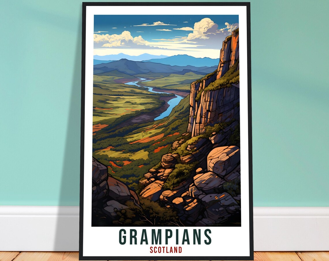 Grampians Scotland Mountain Gorge River Valley Scenic Poster