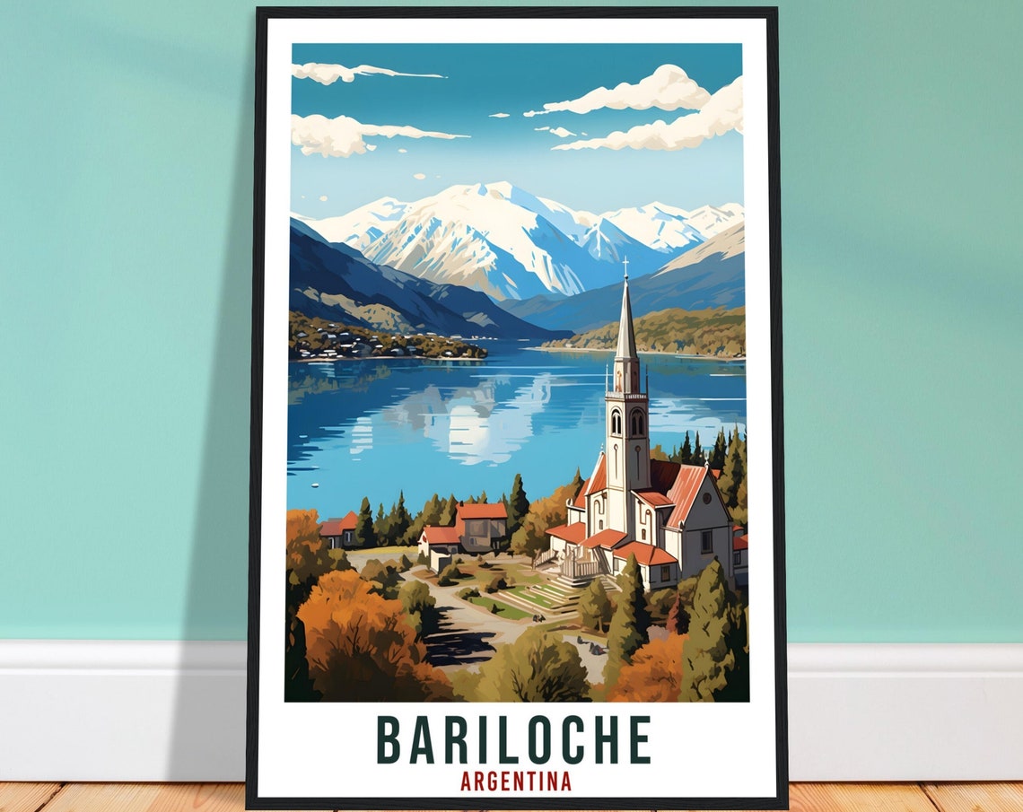 Bariloche Travel Poster Wall Art Bariloche Argentina City Landscape Artwork Bariloche Art Gifts Bariloche Travel Print Argentinian Art Lover
