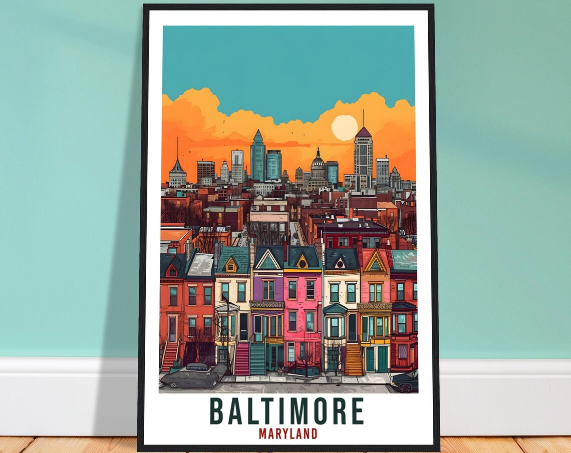 Baltimore Travel Poster, Maryland Home Decoration