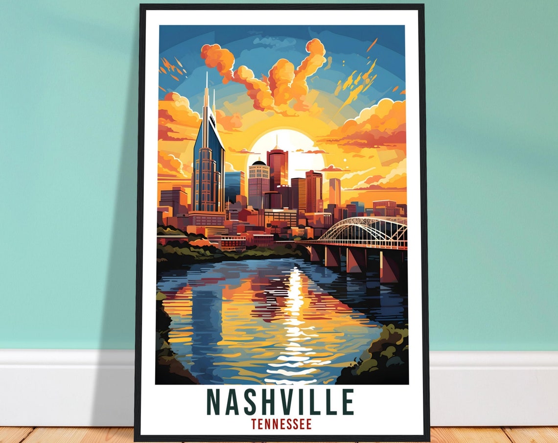 Nashville Travel Print Tennessee Home Decoration Usa City Wall Art Gift Wall Hanging Art Lover Tennessee Artwork Nashville Travel Poster