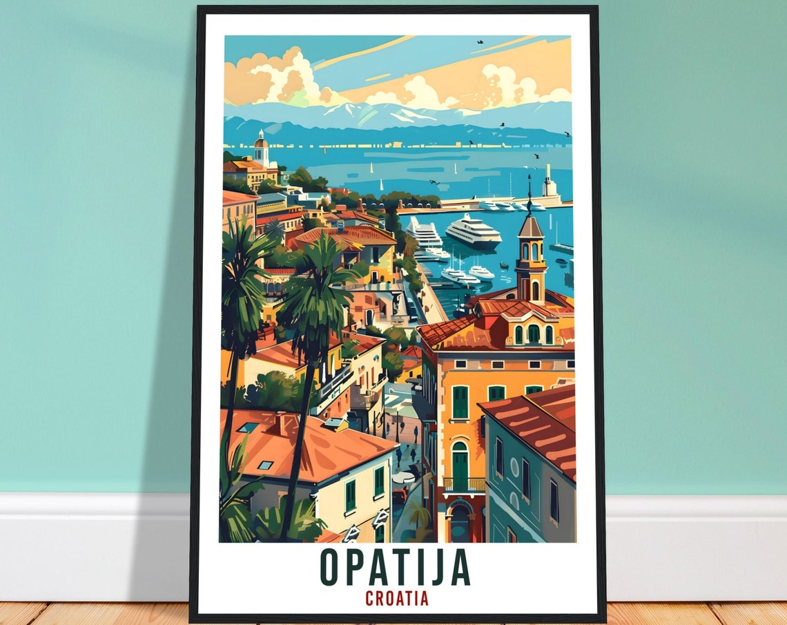 Opatija Travel Print Croatia Wall Art Wall Hanging Home Dcor Opatija Gift Croatian Landmark Artwork Gift Croatia Holiday Travel Poster