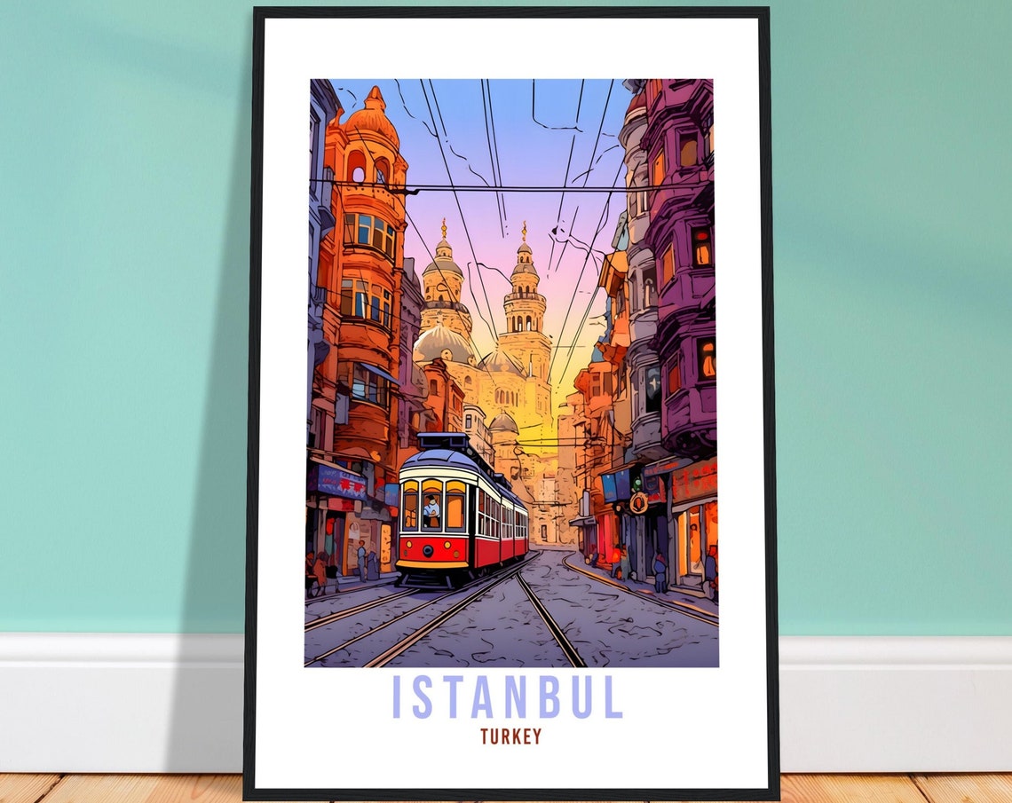 Istanbul Travel Poster Vintage Style Street Art Istanbul Print Turkey Travel Art Istanbul Gift City Wall Hanging Turkish Home Decor