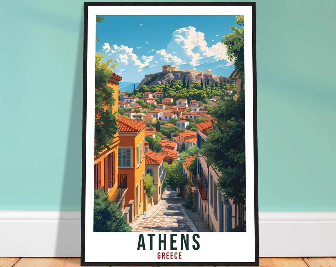 Athens Travel Poster, Greek City Wall Art