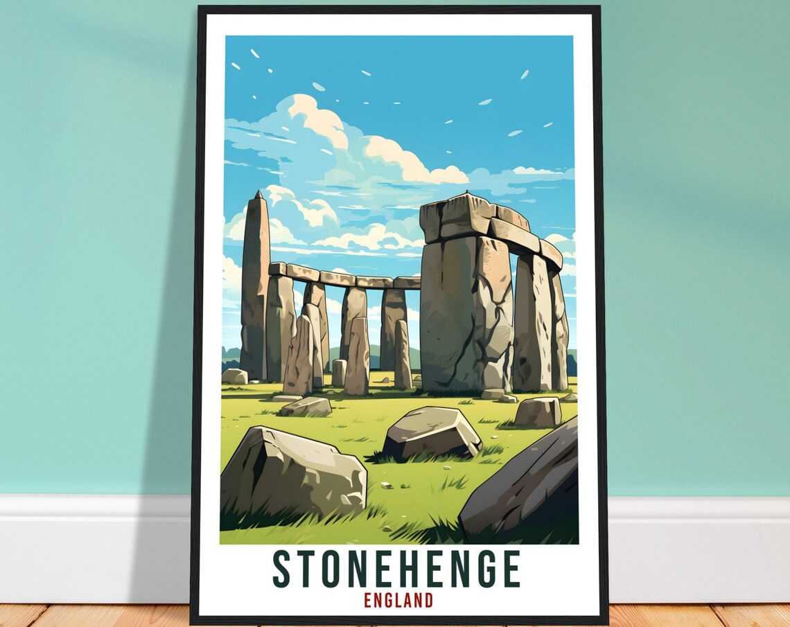 Stonehenge England Ancient Stone Circle Retro Style Travel Poster