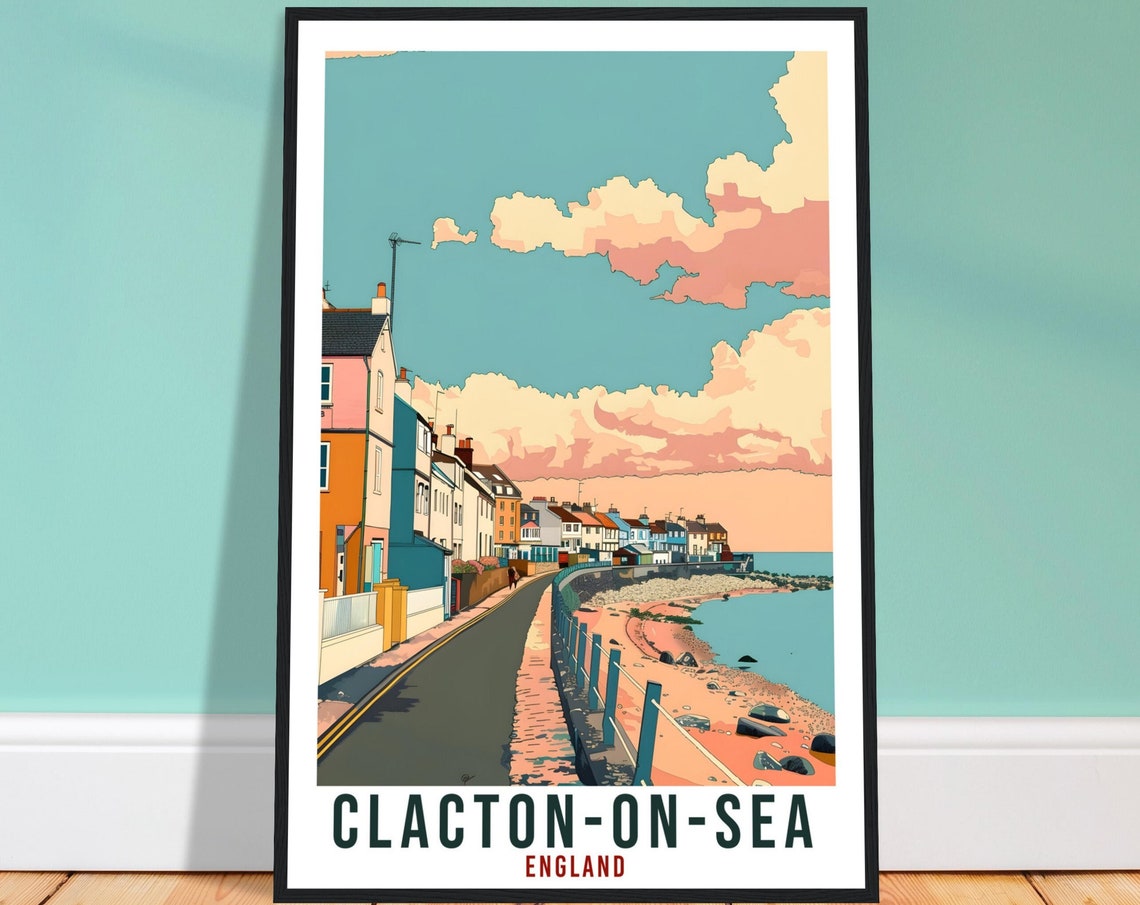 Clacton on Sea England Seafront Town Beach Vintage Travel Poster
