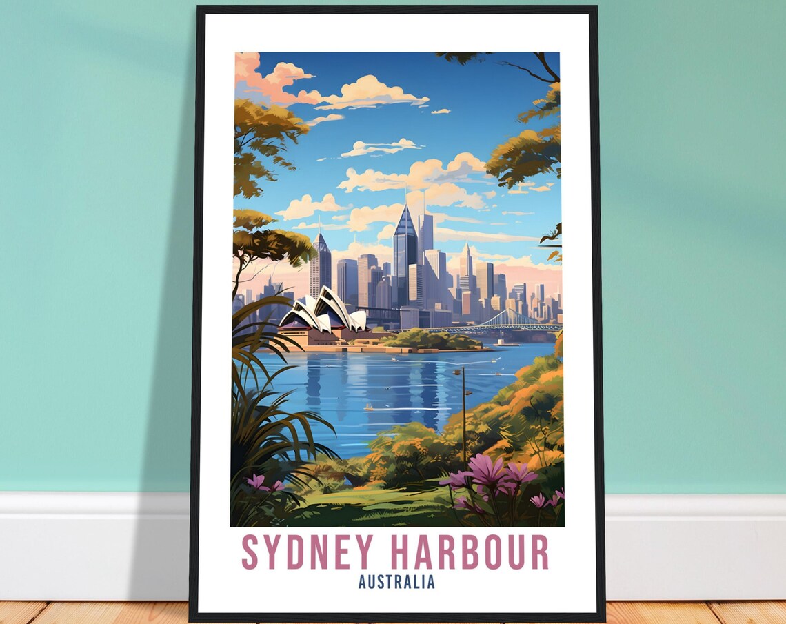 Sydney Harbour Australia Opera House Skyline Vista Travel Poster