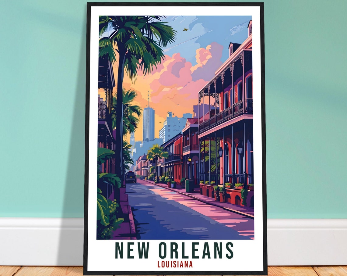 New Orleans Travel Print Louisiana Home Decoration Usa City Wall Art Gift Wall Hanging Art Lover Louisiana Artwork New Orleans Travel Poster