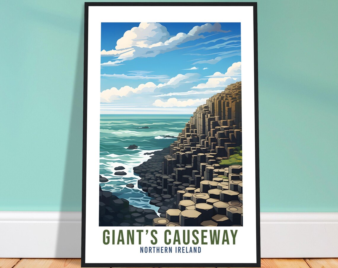 Giant's Causeway Northern Ireland Basalt Columns Seaside Travel Poster