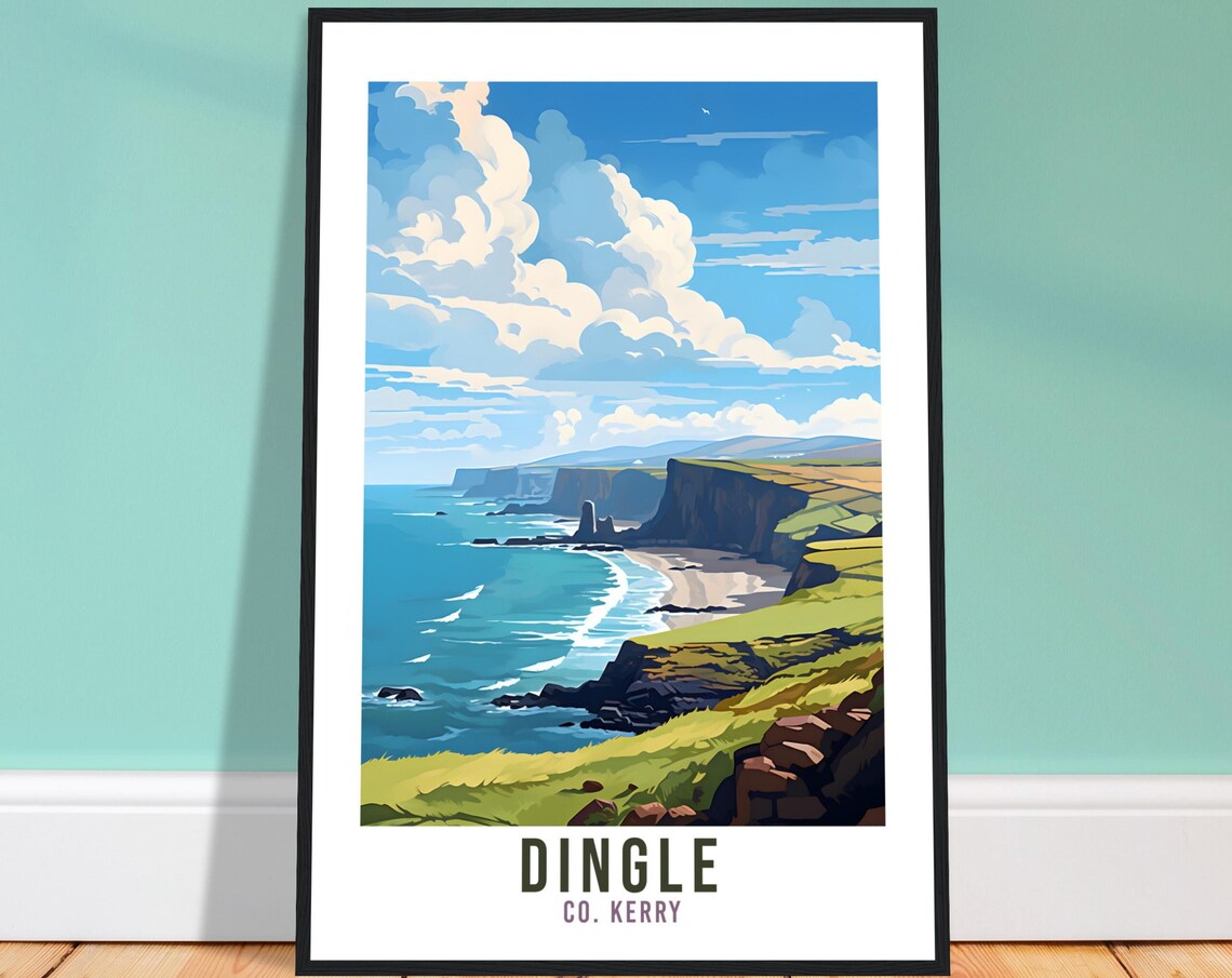 Dingle County Kerry Ireland Coastal Cliffs Scenic Travel Poster