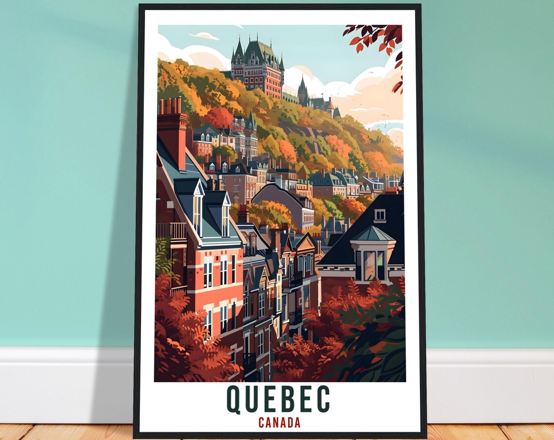 Quebec Canada Historic Old Town Autumn Colors Cityscape Poster