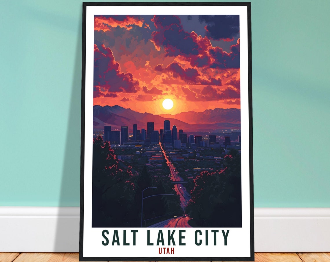 Salt Lake City Travel Print Utah Home Decoration Usa City Wall Art Gift Wall Hanging Art Lover Utah Artwork Salt Lake City Travel Poster