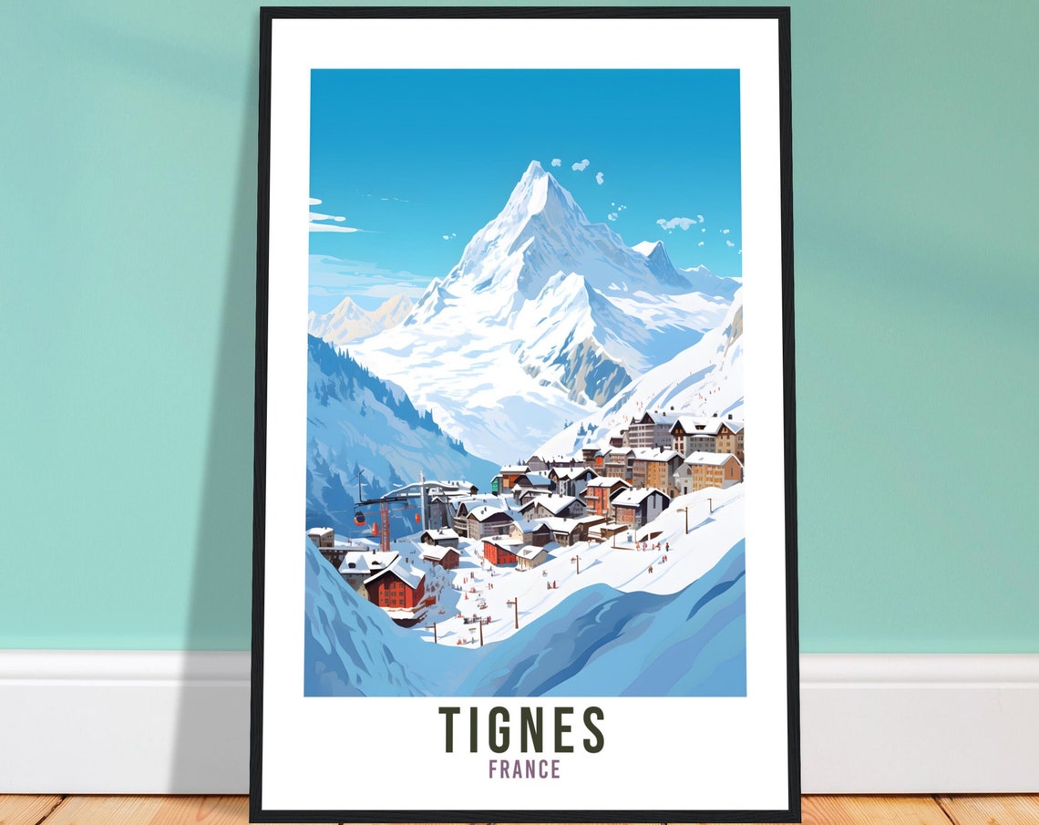 Tignes Travel Print Wall Art Tignes Wall Hanging France Gift Holiday Print Tignes Art Print Tignes Travel Poster Mountain Landscape Print