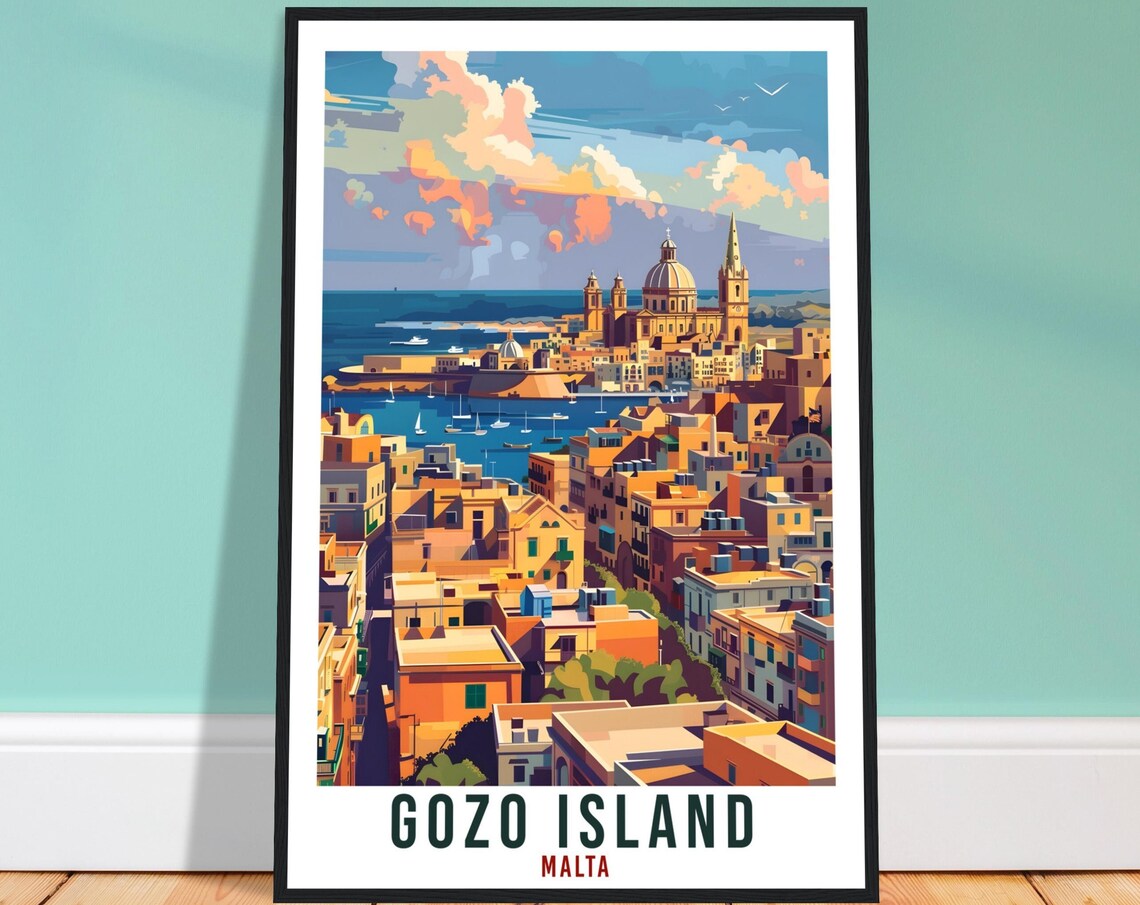 Gozo Island Travel Poster, Malta Travel Art Print