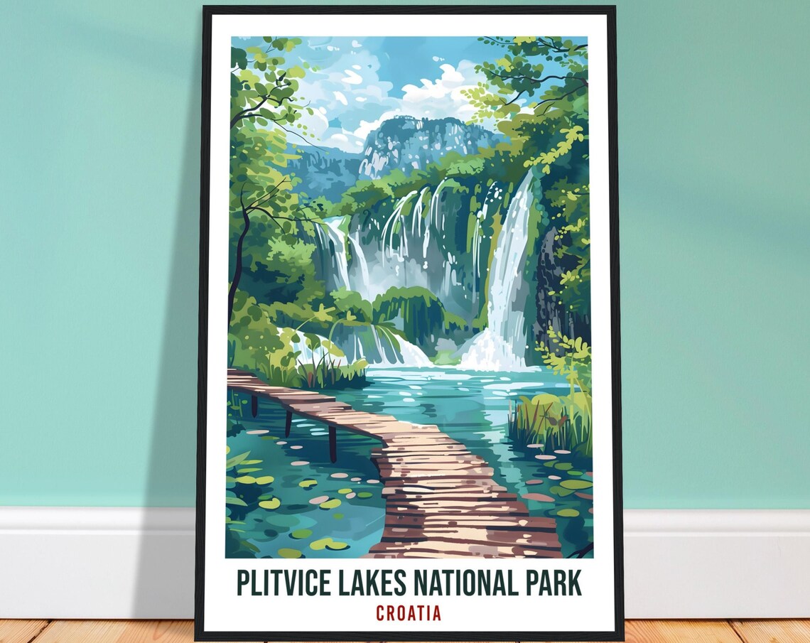 Plitvice Lakes National Park Travel Print Poster