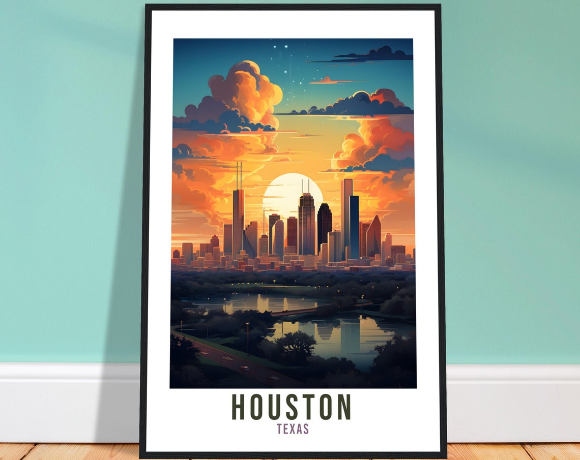 Houston Travel Print Wall Art Houston Texas Wall Art Houston Travel Poster Usa Home Decor Houston Art Lovers Gift Houston City Travel Art