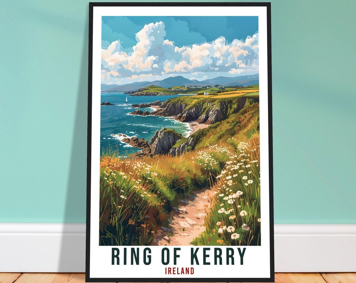Ring of Kerry Travel Poster, Ireland Road Trip