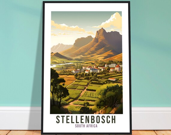 Stellenbosch Travel Print South Africa Home Decor Stellenbosch Wall Hanging Stellenbosch Artwork Gift Stellenbosch Travel Poster Artwork