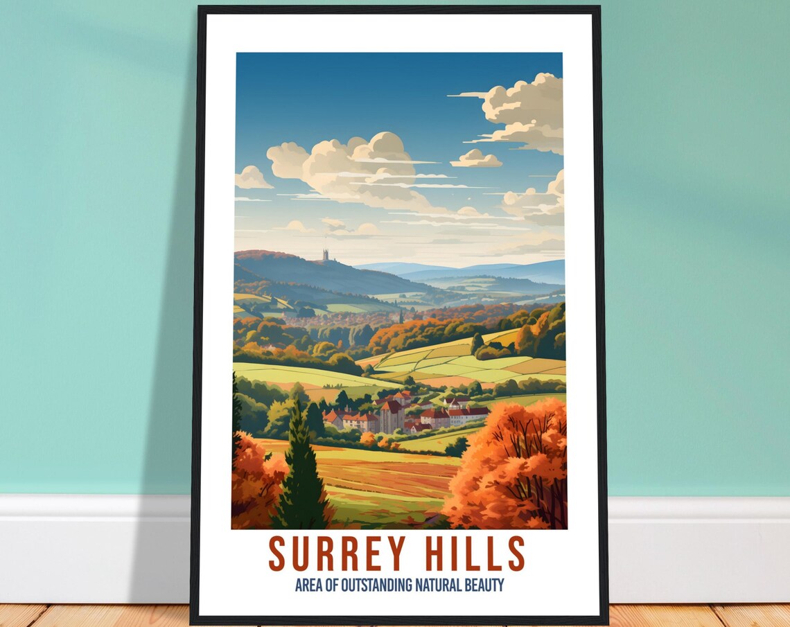 Surrey Hills Area Of Outstanding Natural Beauty Travel Poster