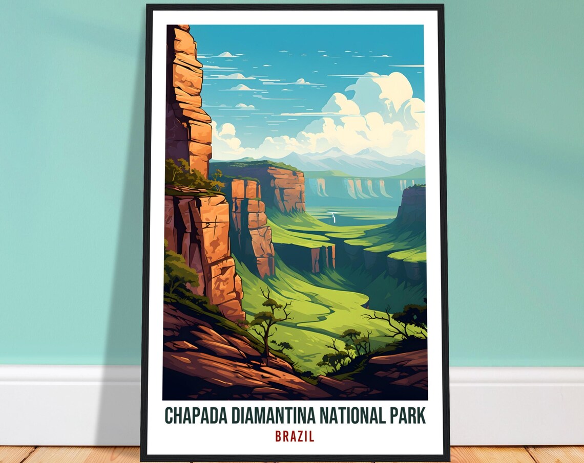 Chapada Diamantina National Park Red Canyon Waterfall Poster