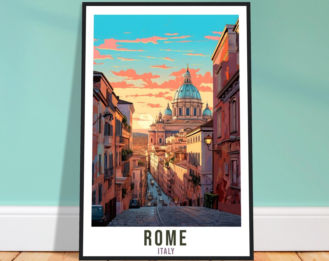 Rome Italy Travel Poster, City View Wall Art
