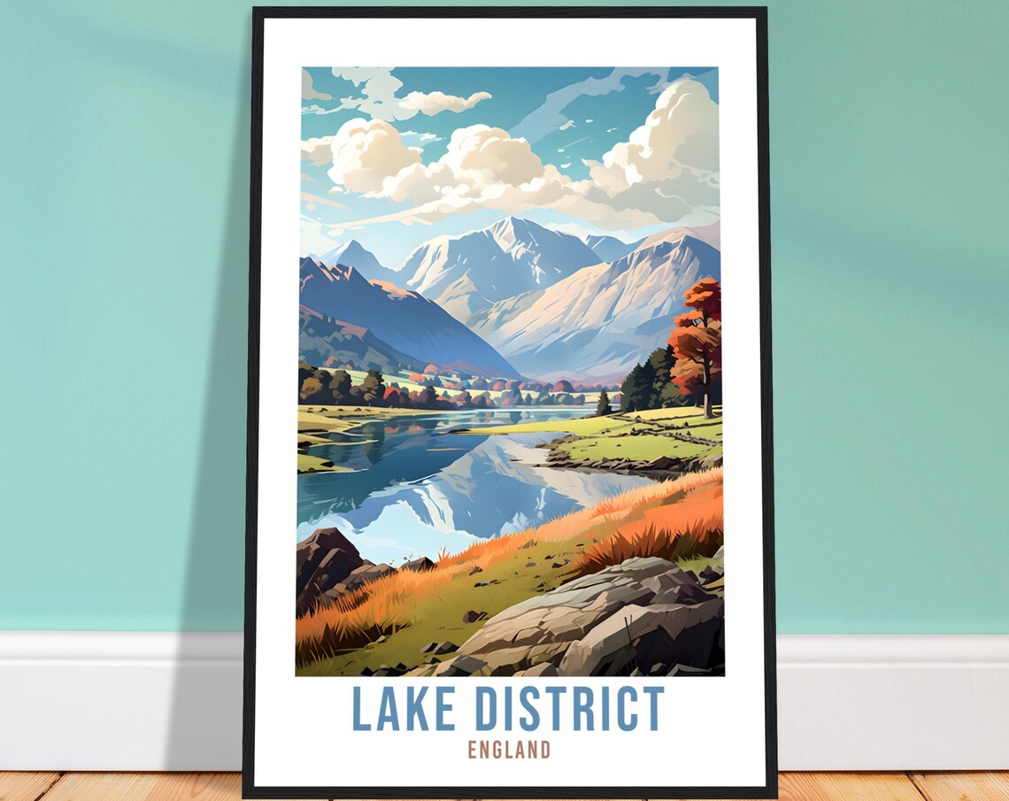 Lake District England Mirror Lake Fells Autumn Walk Travel Poster