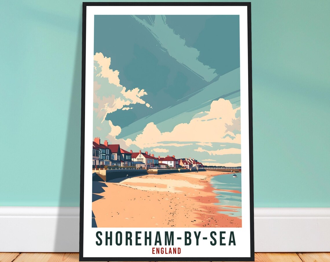 Shoreham By Sea England Beach Cottages Vintage Travel Poster