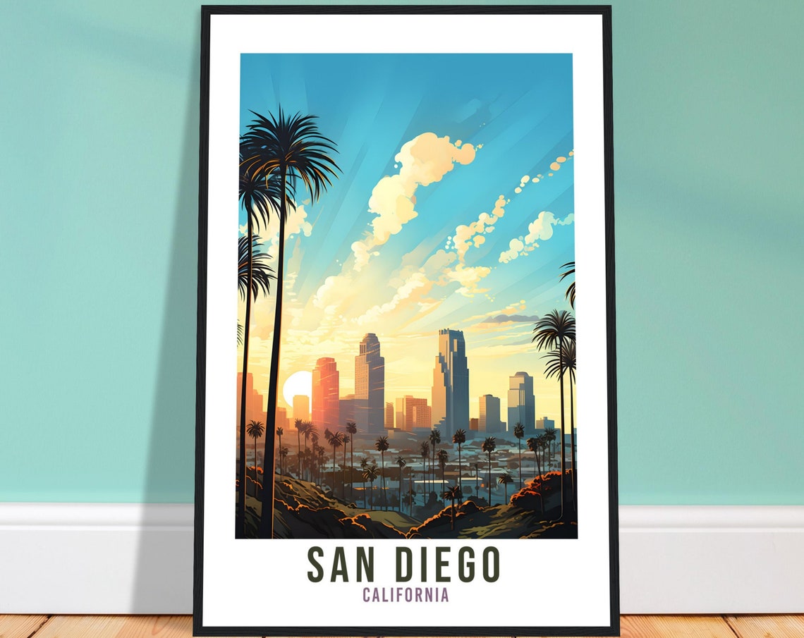 San Diego Travel Print San Diego California Wall Art San Diego Travel Poster Home Decor San Diego Art Lovers Gift San Diego Travel Art