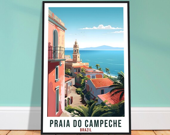 Praia do Campeche Brazil Seaside Village Church Tower Poster
