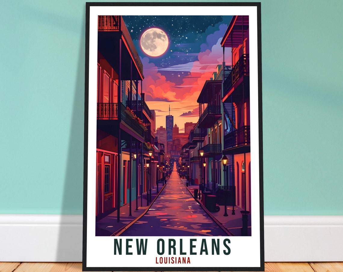 New Orleans Travel Poster Louisiana Home Decoration Usa City Wall Art Gift Wall Hanging Art Lover Louisiana Artwork New Orleans Travel Print