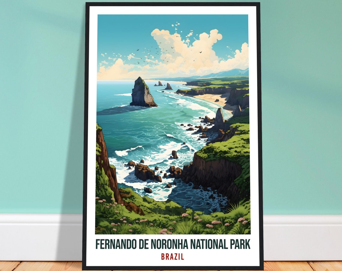 Fernando De Noronha Brazil Coastal Cliffs Sea Stacks Travel Poster