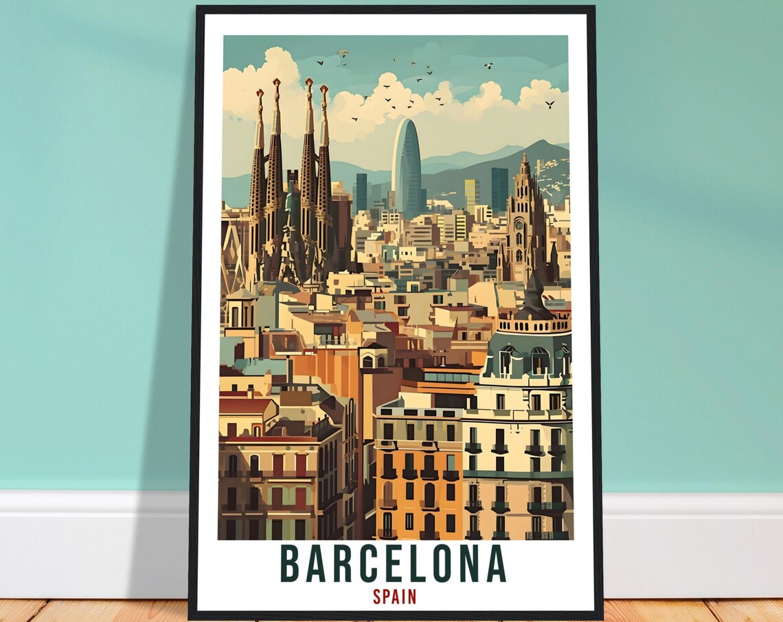 Barcelona Travel Print Wall Art Barcelona Spain Wall Hanging Artwork Barcelona Art Gifts Barcelona Travel Poster Spain Art Lovers Gift