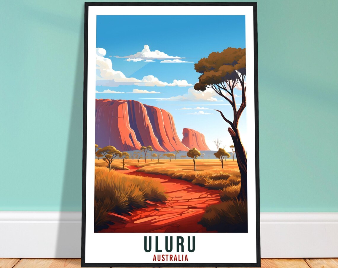 Uluru Australia Red Rock Outback Spinifex Desert Sand Path Poster