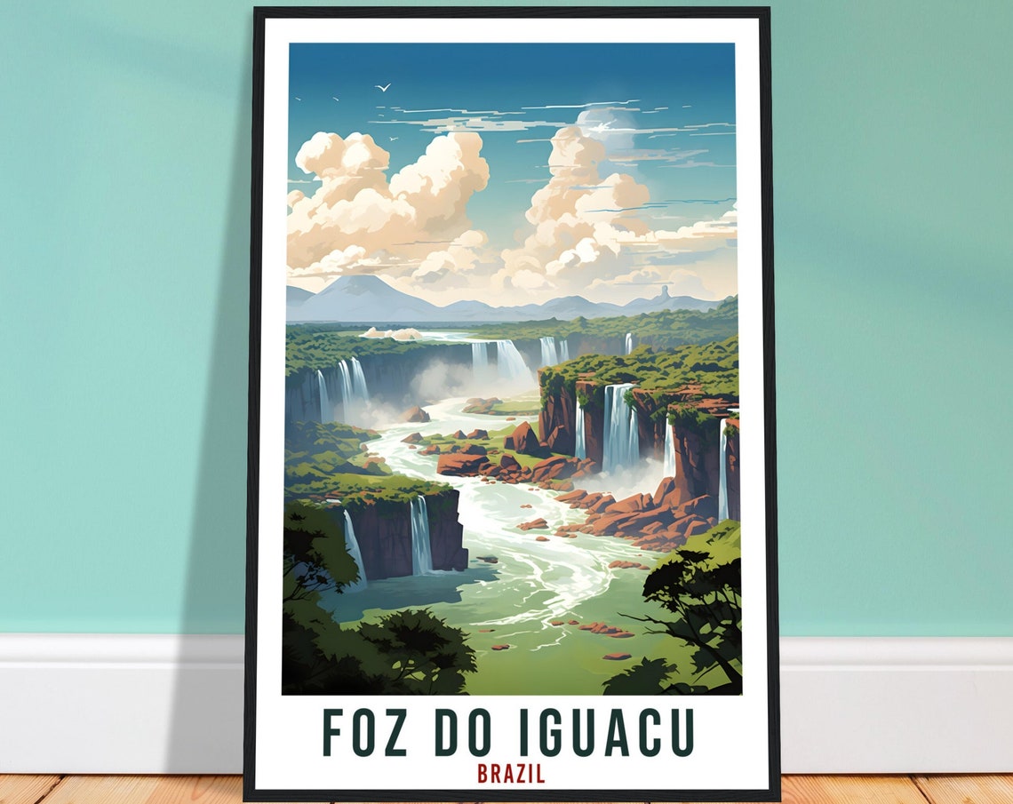 Foz Do Iguacu Travel Print Wall Art Foz Do Iguacu Brazil Wall Hanging Artwork Art Gifts Foz Do Iguacu Travel Poster Brazil Art Lovers Gift